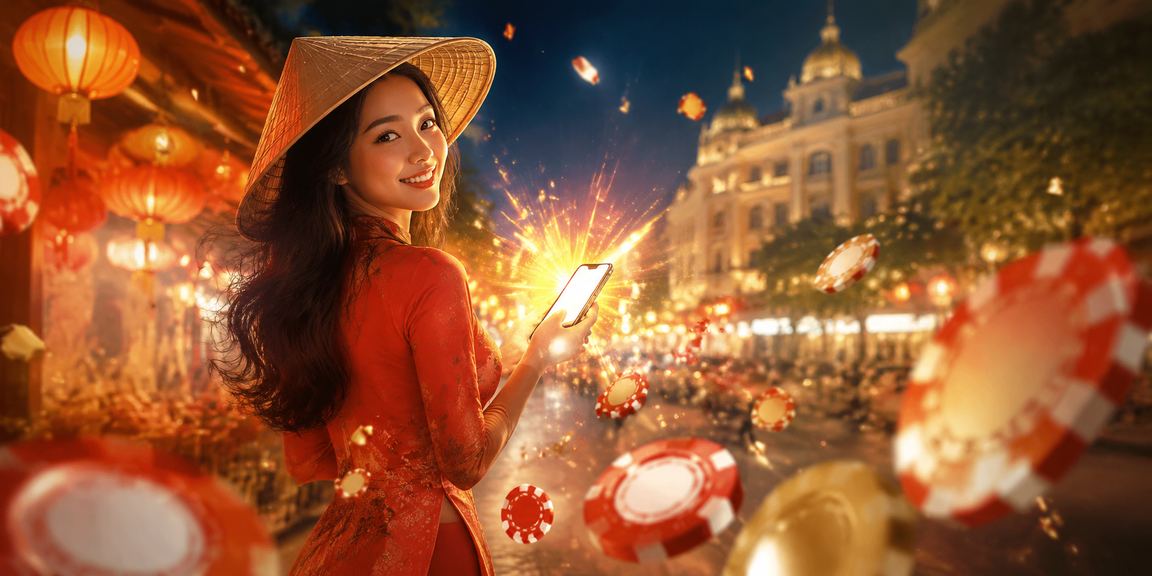 Không gian giải trí casino hiện đại với ánh đèn xanh dịu nhẹ tại Việt Nam